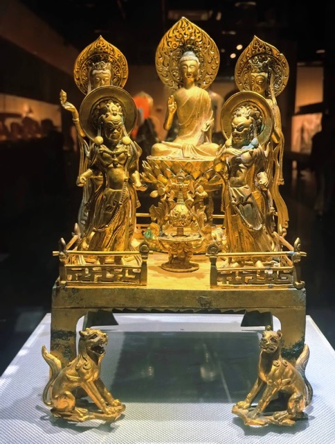 Gilt Bronze Amitabha Buddha Set